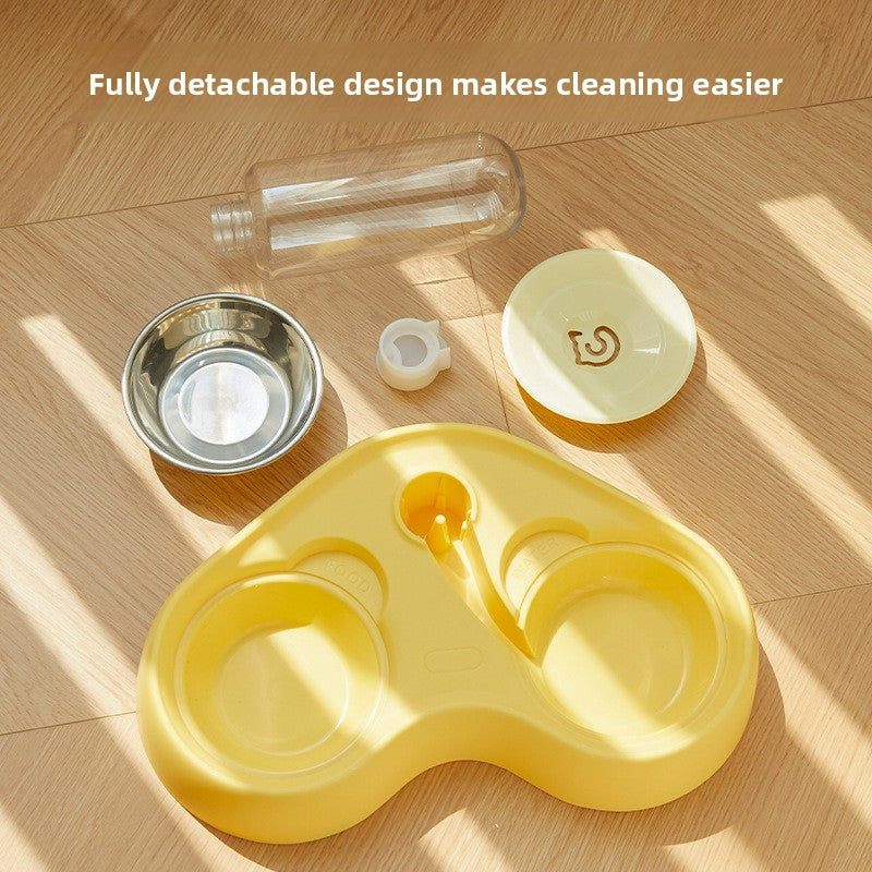 Two-in-One Cat Food and Water Bowl with Optional Stainless Steel Insert