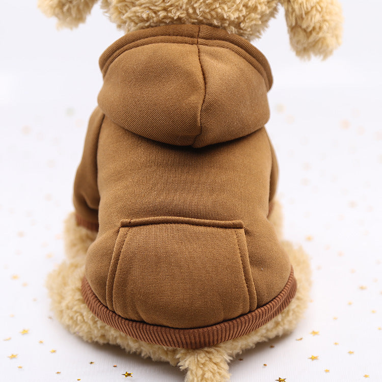 Soft hooded pet sweatshirt with pocket in Black, material detail