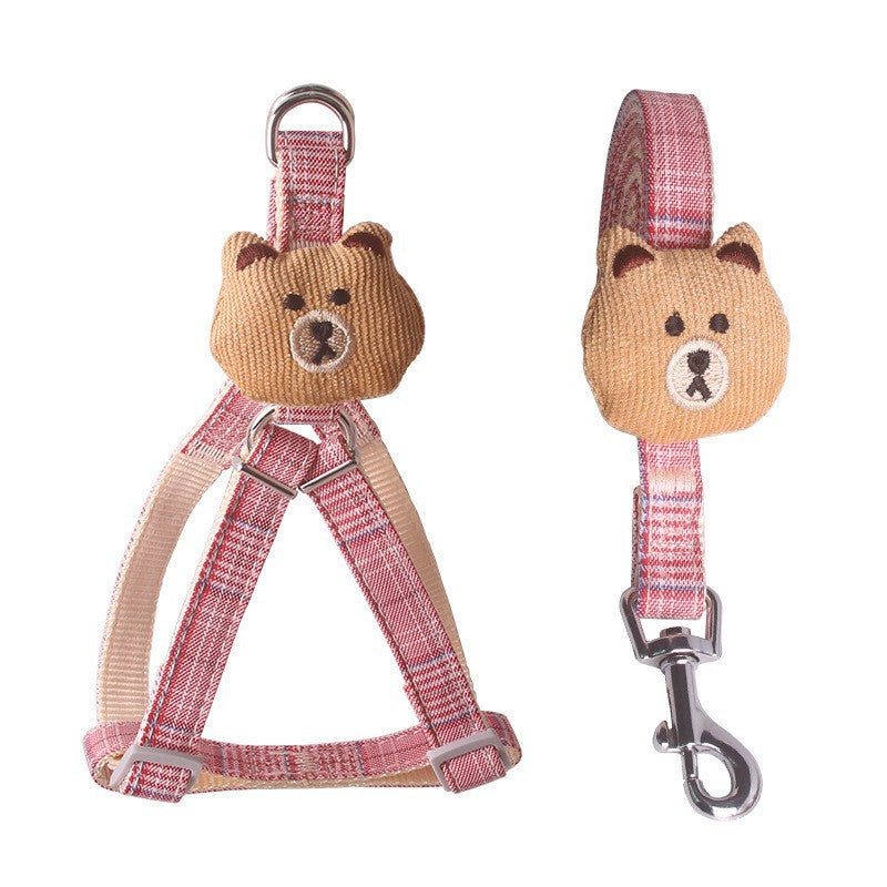 Printed chest harness and lead set for small dogs, ideal for everyday use