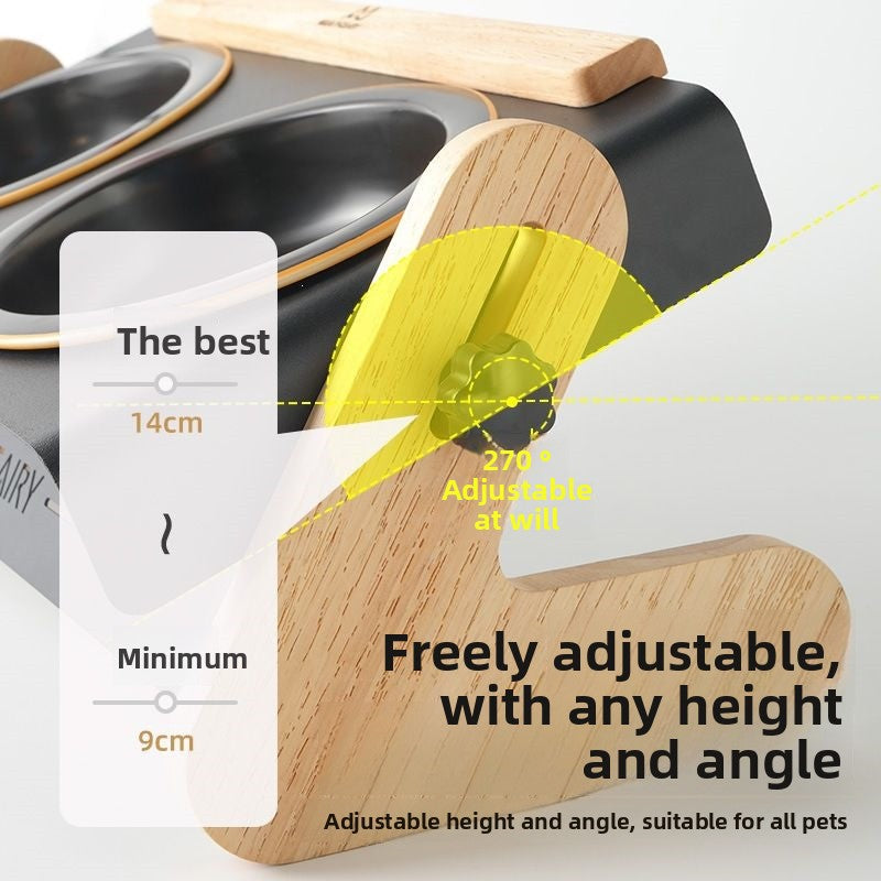 Adjustable Height Ceramic Pet Feeding Bowl with Metal Stand for Cats and Dogs