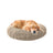 Chenille donut pet bed in khaki with raised rim