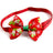Christmas ribbon bow tie collar for dogs and cats, showing size and shape