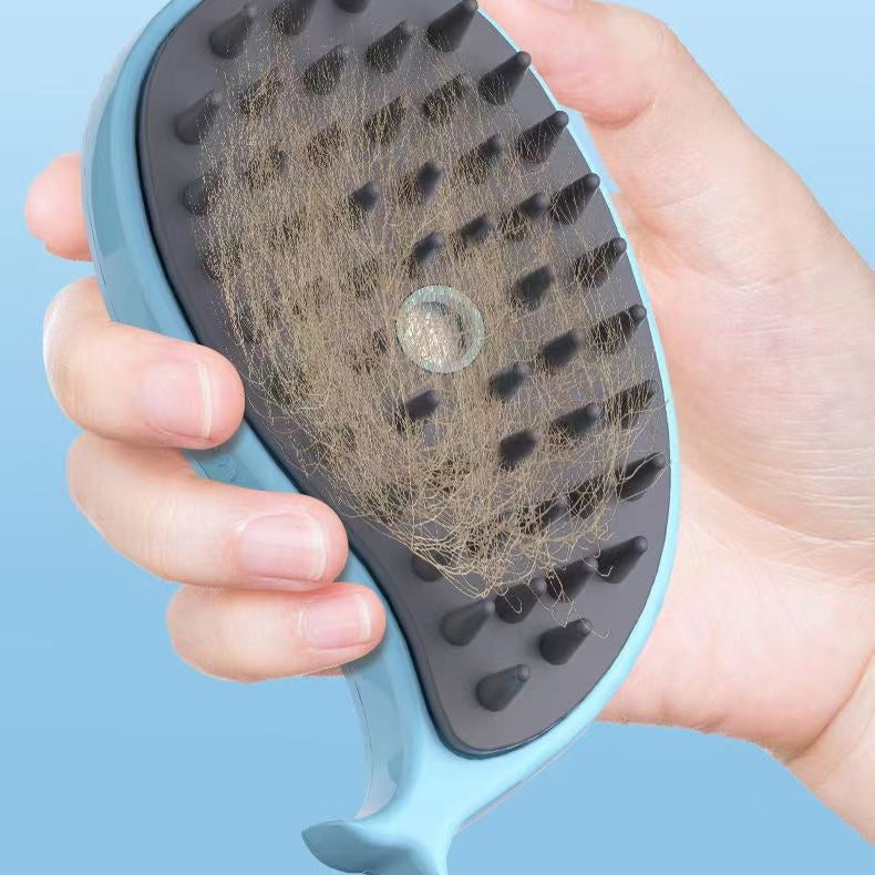 Electric Pet Comb in Whale or Avocado Design, Spray Grooming Brush