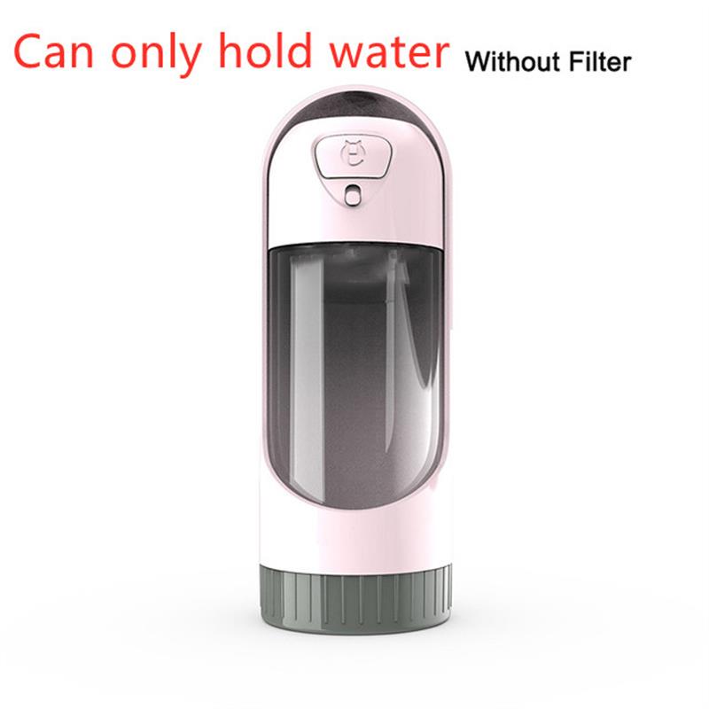 Portable Dog Water Bottle, 300ml Travel Bottle with Built-In Bowl and Filter Options