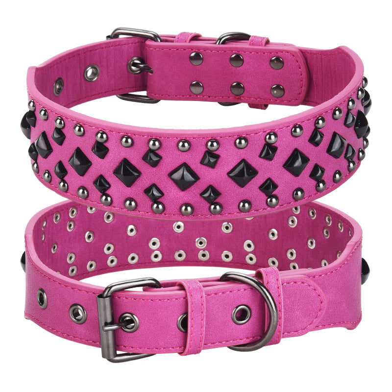 Studded leather dog collar with metal rivets, product image 10