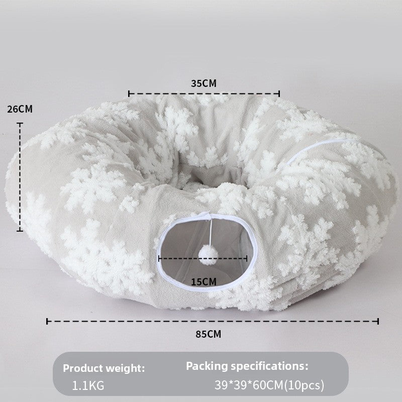 Plush PV fleece cat tunnel nest with removable cushion, view 11