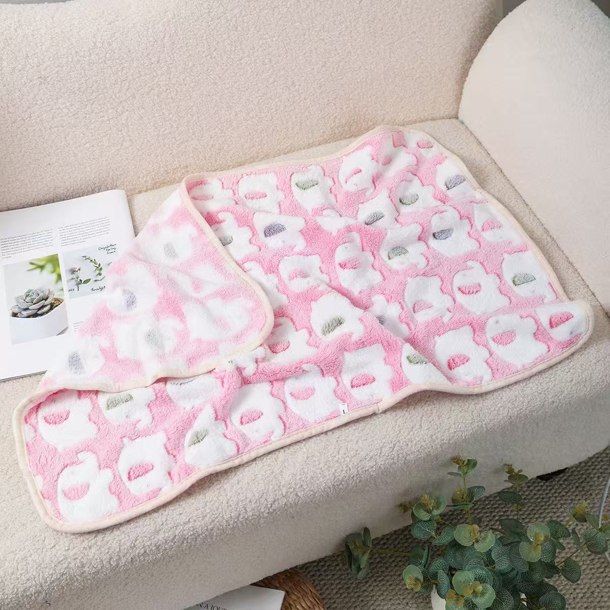 Small coral fleece pet mat, product overview photo