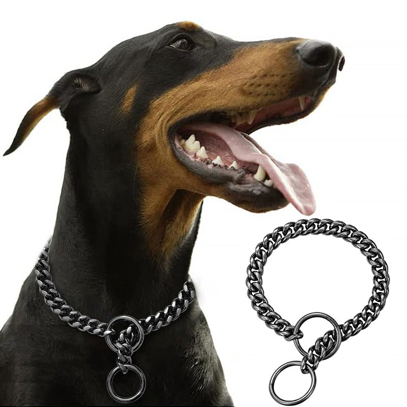 Cuban link stainless steel chain dog collar in 4 colour options