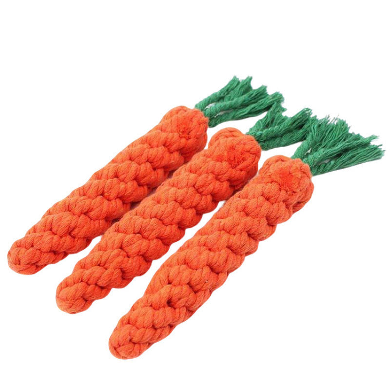 Woven carrot chew toy for small dogs teeth cleaning - photo 4