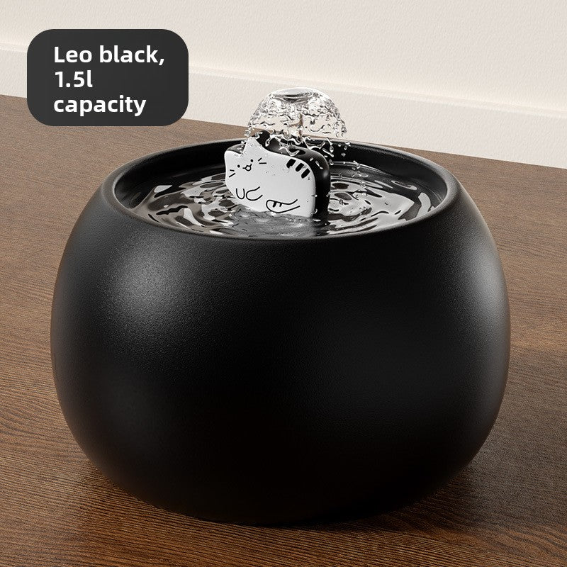 Ceramic Pet Water Fountain with Automatic Circulation and Kitten or Big Eyes Design
