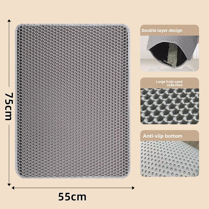 Washable Double Layer Cat Litter Mat, Anti-Tracking Floor Guard