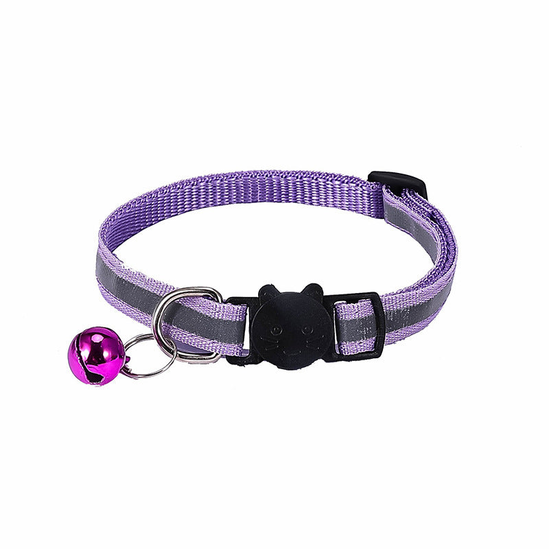 Reflective cat collar with cat-head buckle in 13 colour options