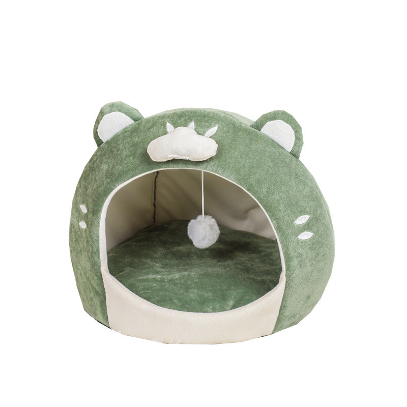 Egg shaped cloud pet nest in soft green cloth, product image 5