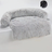Dark grey long plush curved dog bed with raised sides, photo 2