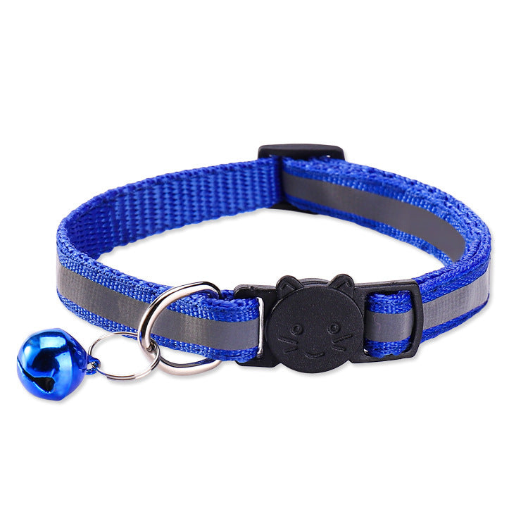 Reflective breakaway cat collar with bell in lake blue, view 9