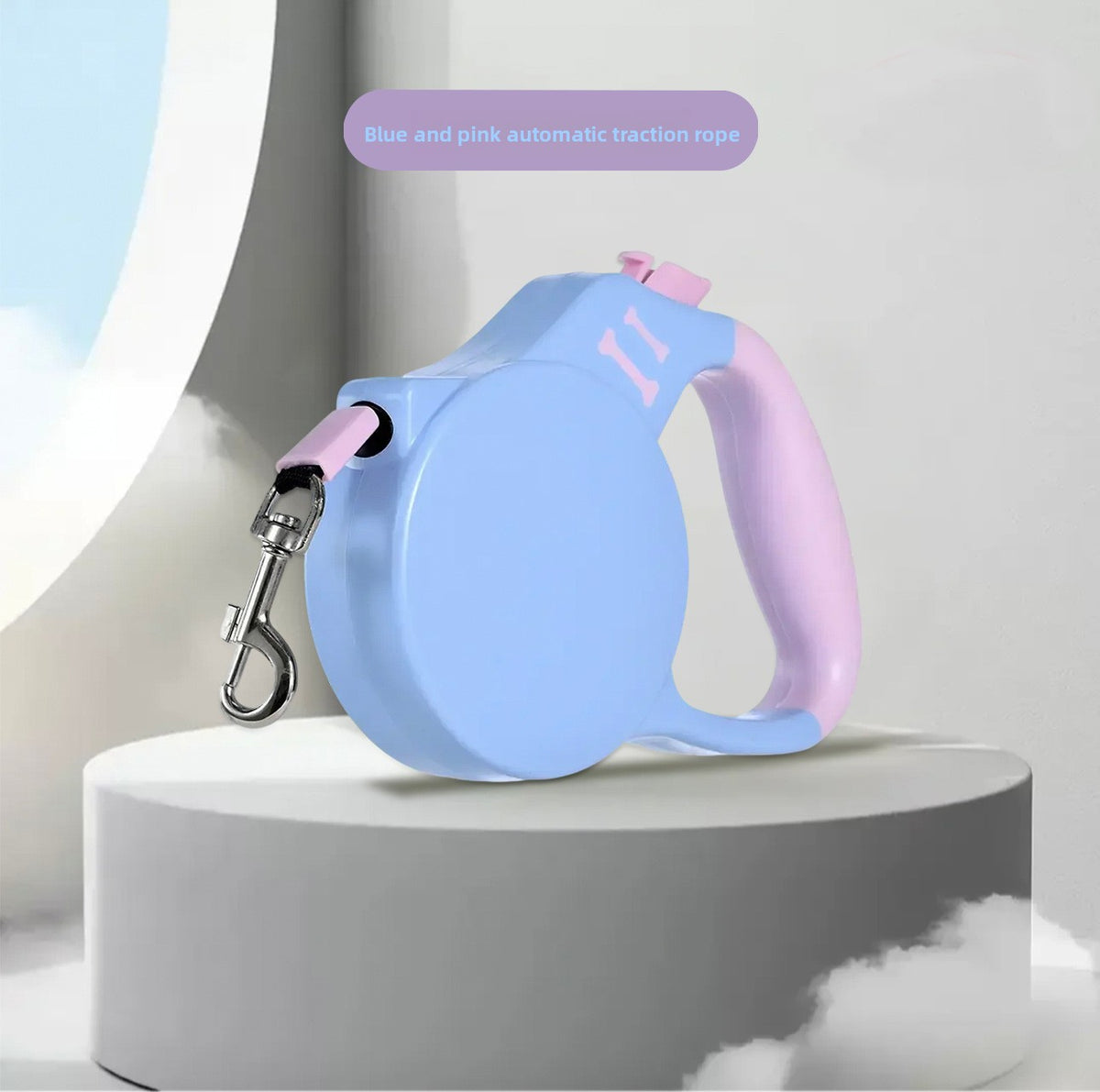 Retractable dog lead with LED light in 5m Blue Pink