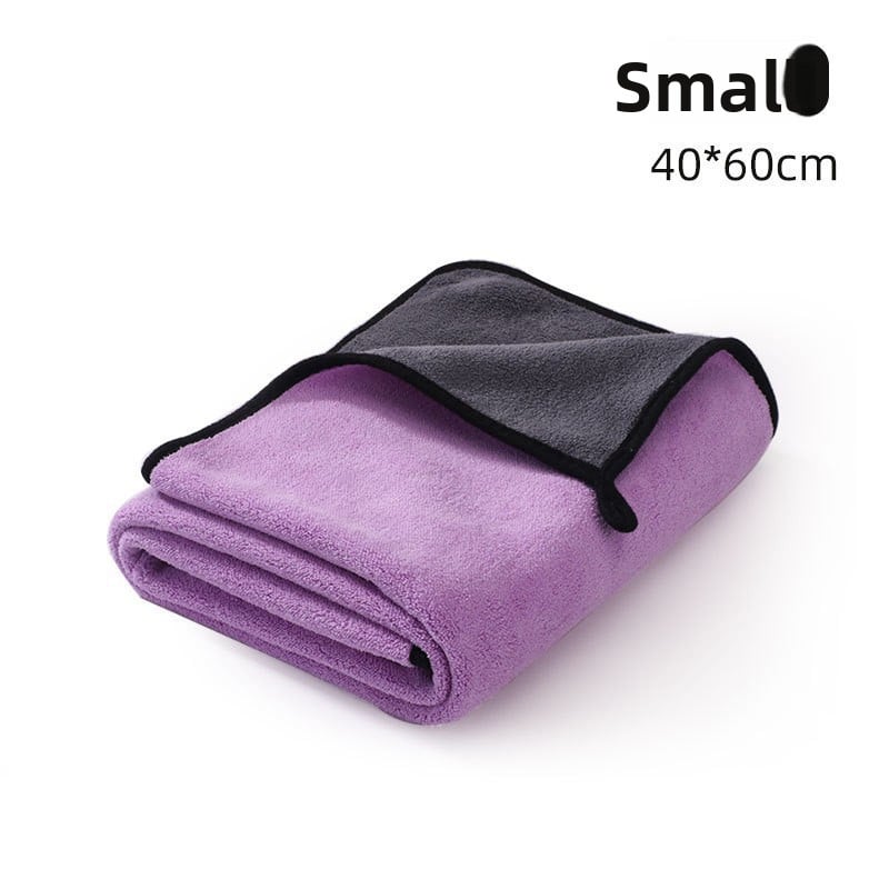 Thick quick-drying dog bathrobe in Purple Towel, side view