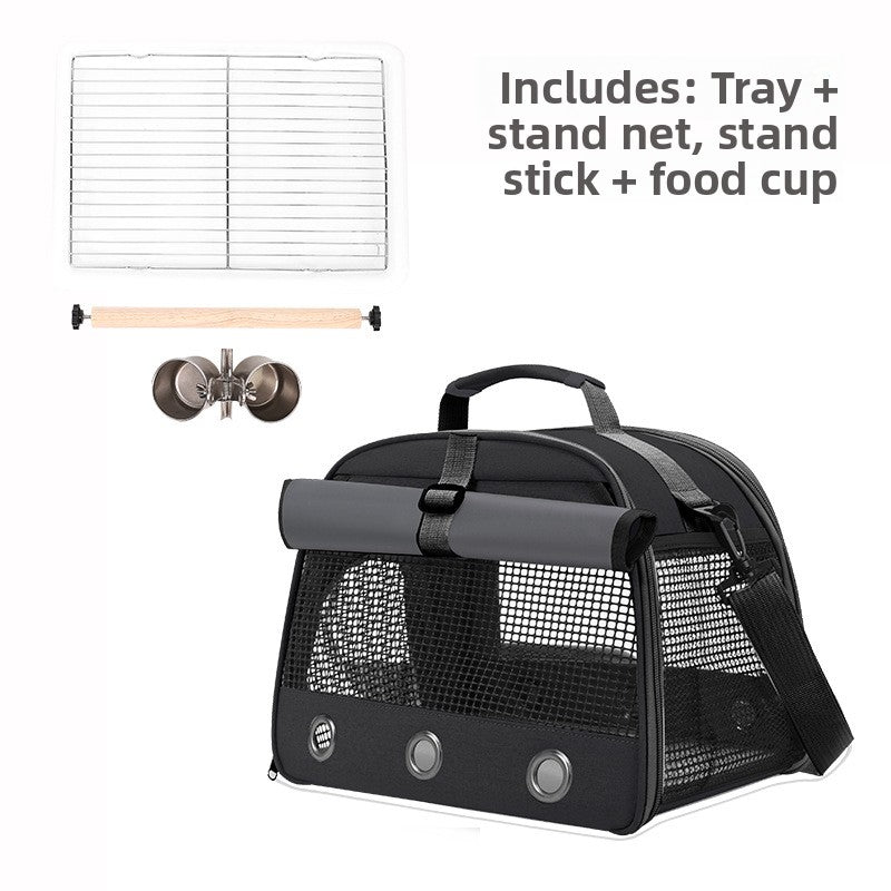 Green breathable bird carrier shoulder bag with mesh windows, view 13