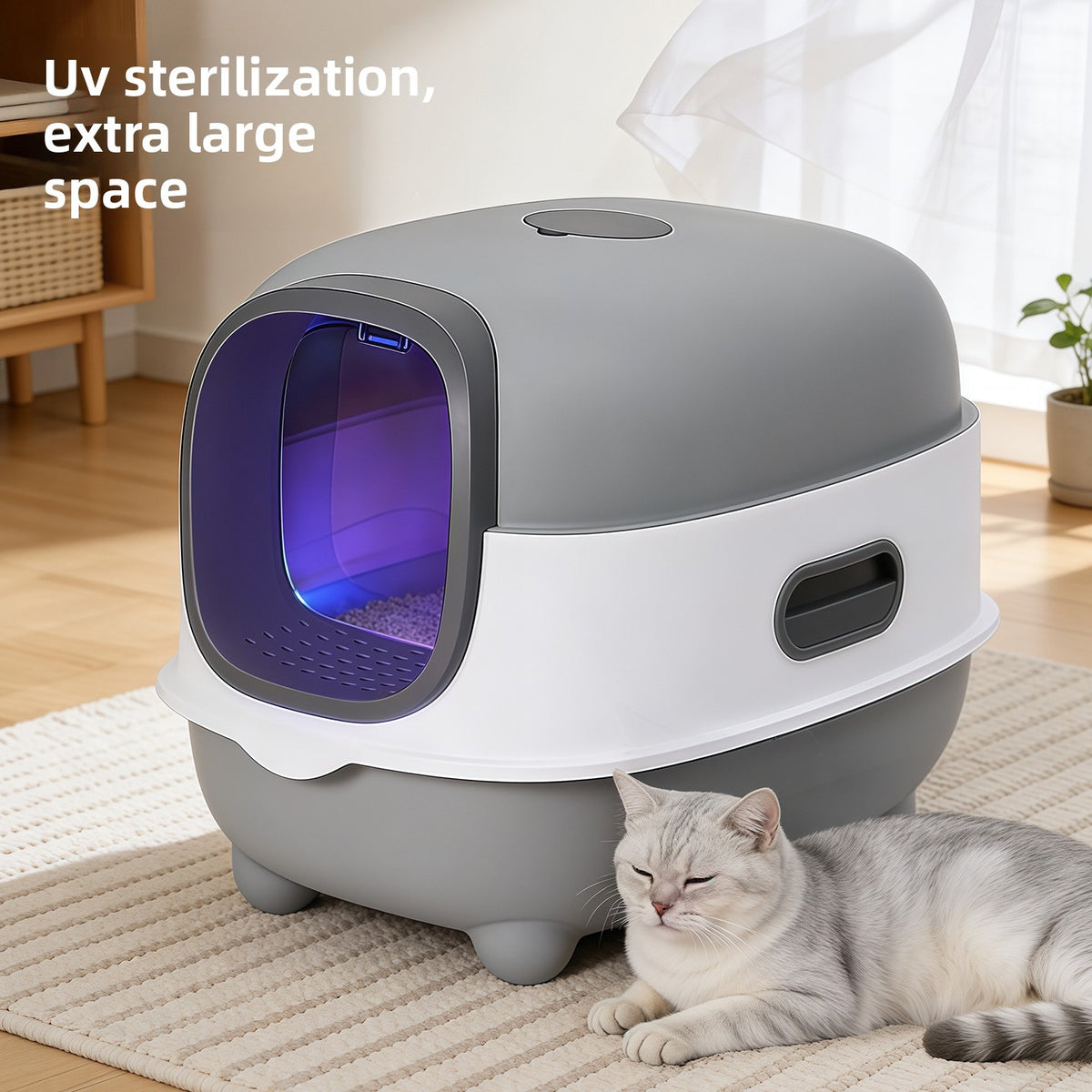 Enclosed Cat Litter Box with UV Light and Odour Control