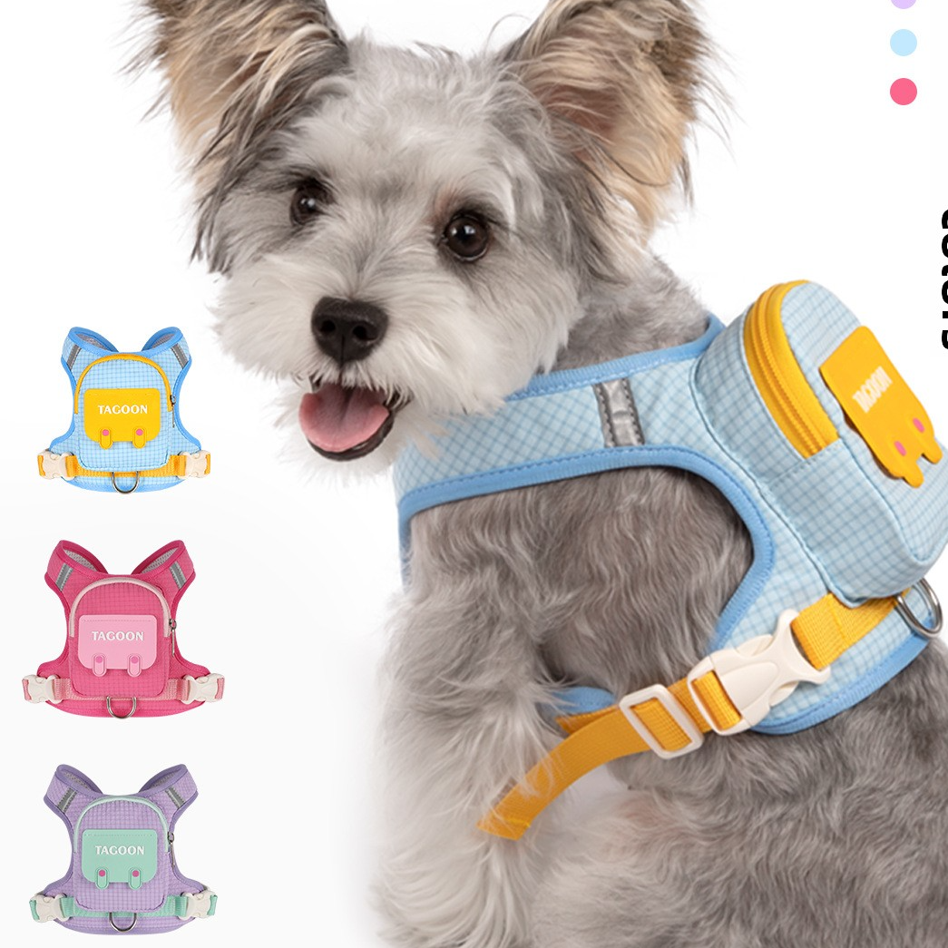 Dog harness with mini backpack and lead, product image 1
