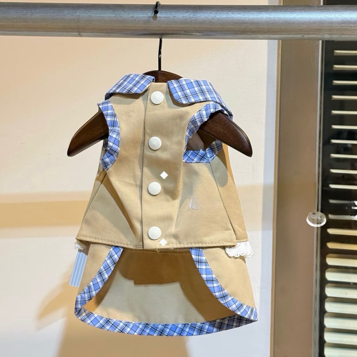 Sleeveless faux two piece dog dress, in Pink and White, image 3