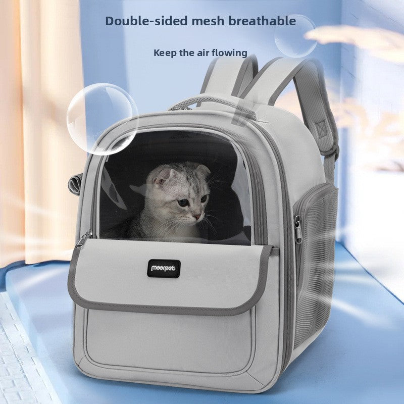 Grey Oxford cloth pet carrier backpack for small dogs