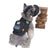 Reflective small dog harness set in black linen, in a home setting