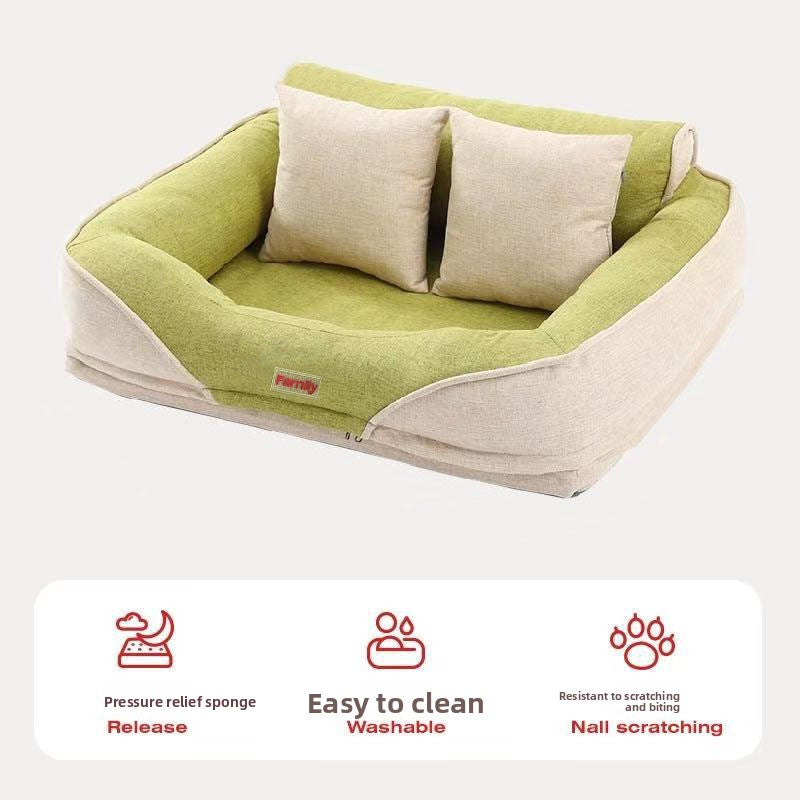 Four-season removable washable pet bed for cats in green, photo 5