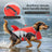 Bright orange dog swimming vest with chest and back buoyancy panels, product image 4