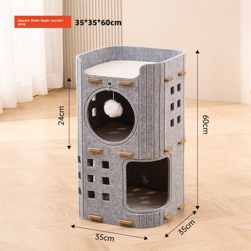 Stackable multi-layer cat condo with scratching boards, detail photo 4