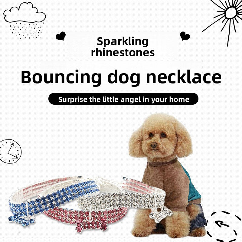 Sparkly rhinestone pet collars shown in eight pretty colourways