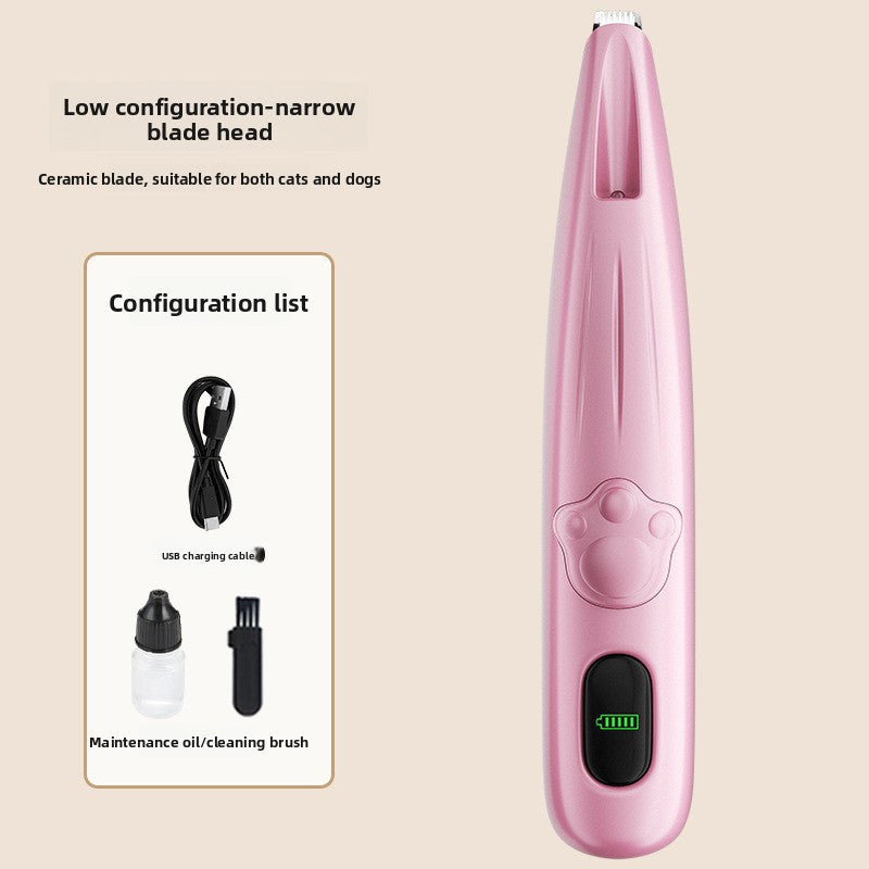 Cordless Pet Hair Trimmer with Ceramic Blade and Battery Display