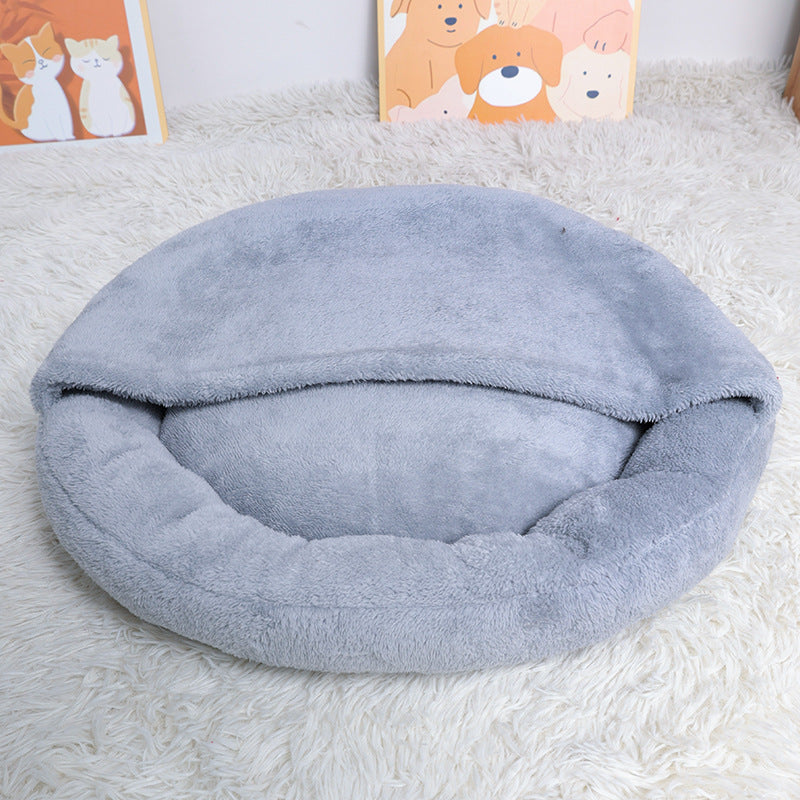 Round plush pet bed for dogs and cats, donut nest, view 25