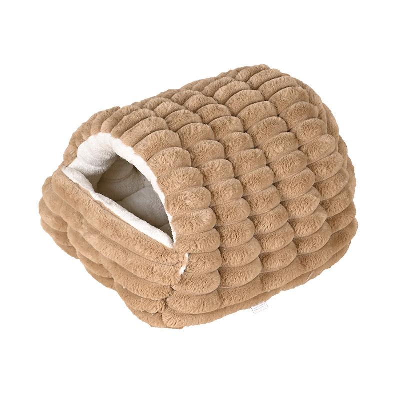 Enclosed plush cave bed with thick faux fur lining, product image 5