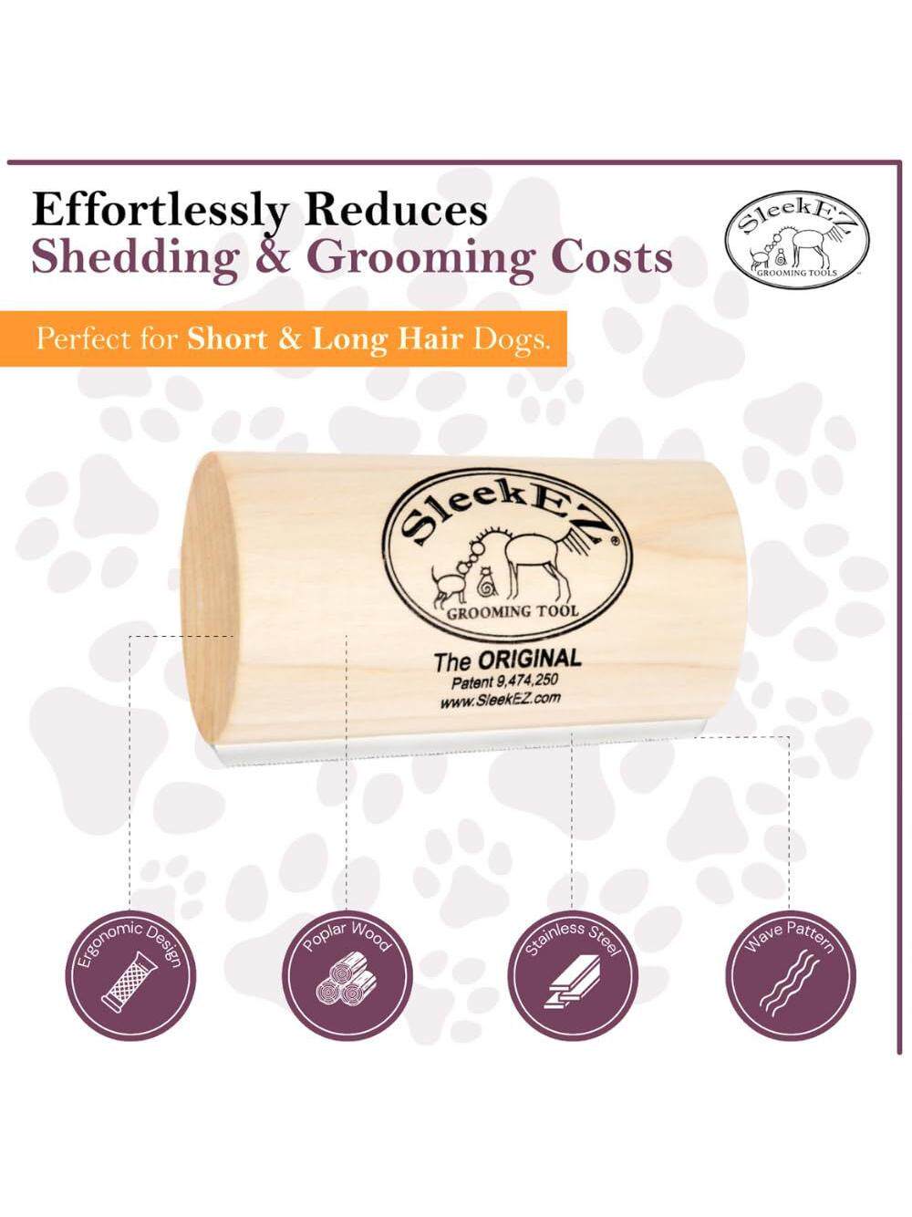 Solid Wood Grooming Brush for Dogs, Cats and Horses