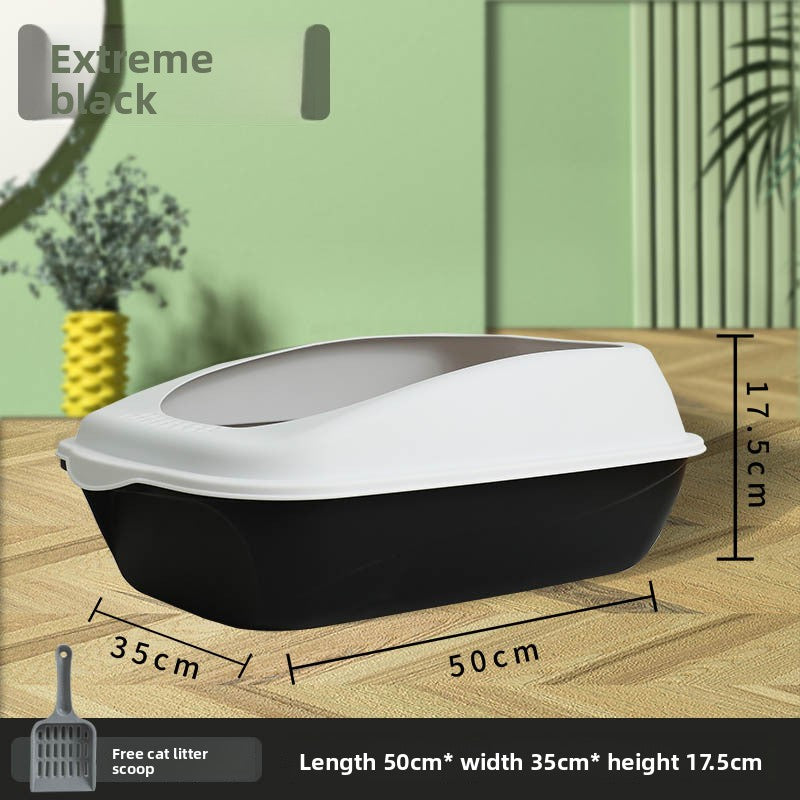 Large Semi-Enclosed Cat Litter Box with Scoop and High Splash Guard