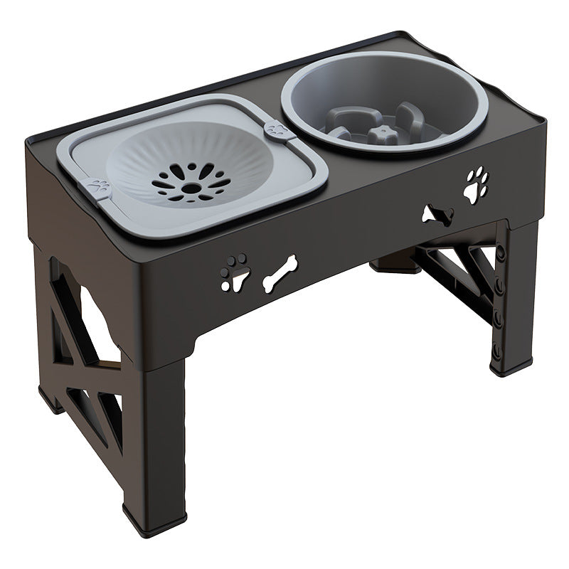 Adjustable Height Stainless Steel Dog Bowl with Floating Slow Feeder