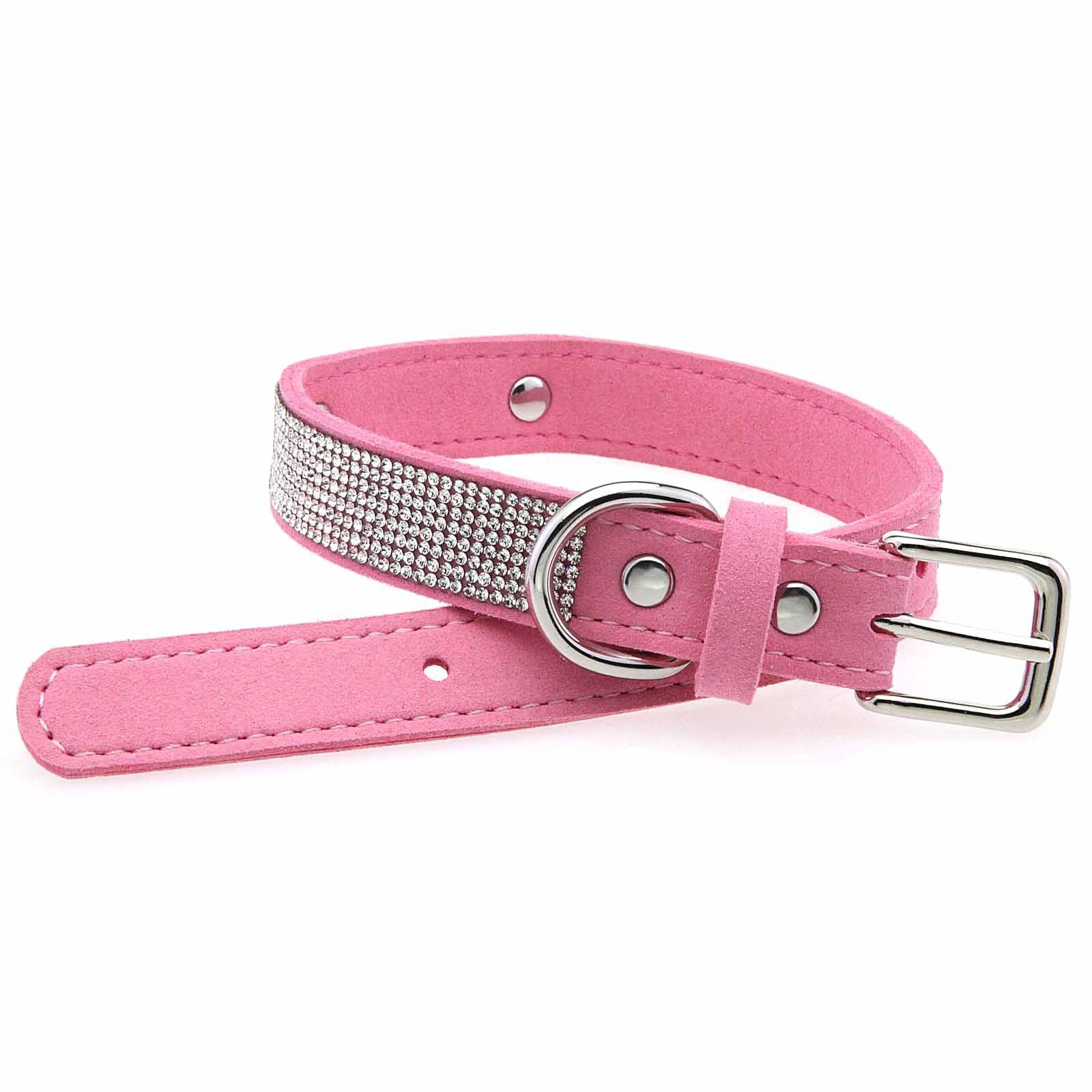 Rhinestone nylon collar for dogs and cats in Purple, side view