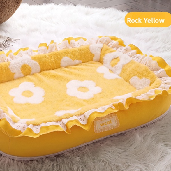 Open Dog Kennel Mat with Cute Print, Warm Spacious Bed