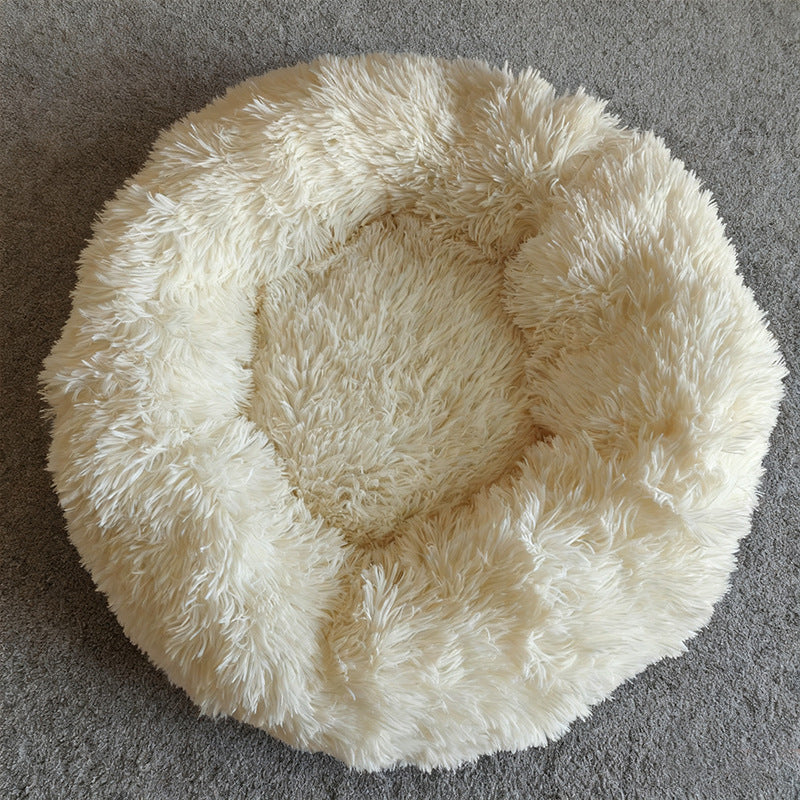 Soft round plush winter pet bed for cats, photo 30 of 47