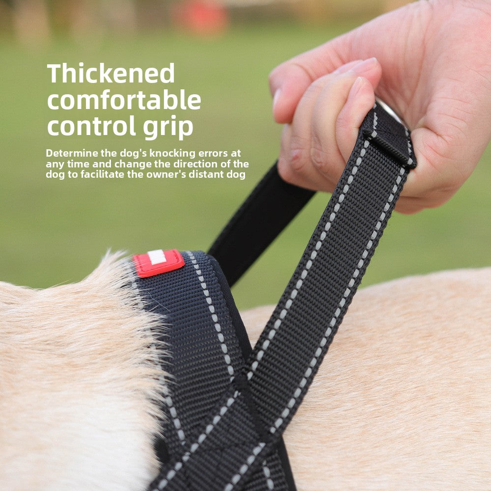 Tactical dog harness with matching reflective lead in black
