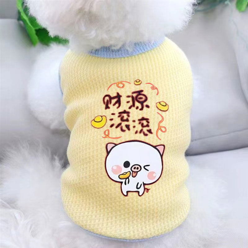Lucky cat and bear print vest for pets for dogs and cats, image 41