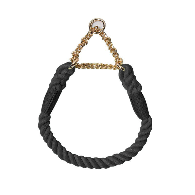 Pastel woven dog collars with gold buckles in many colours