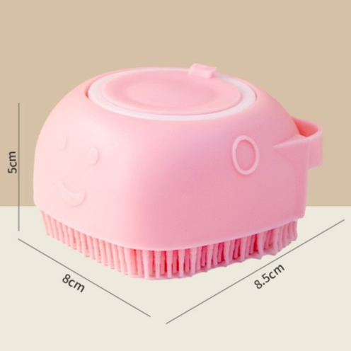 Silicone Dog Bath Brush with Shampoo Dispenser, Soft Massage Bristles