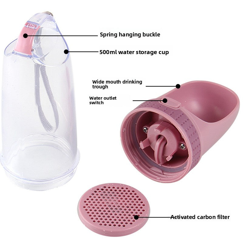 Portable 500ml Dog Water Bowl and Dispenser Cup with Leakproof Seal for Walks and Travel