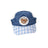 Denim and check pet harness and hat set, main product photo