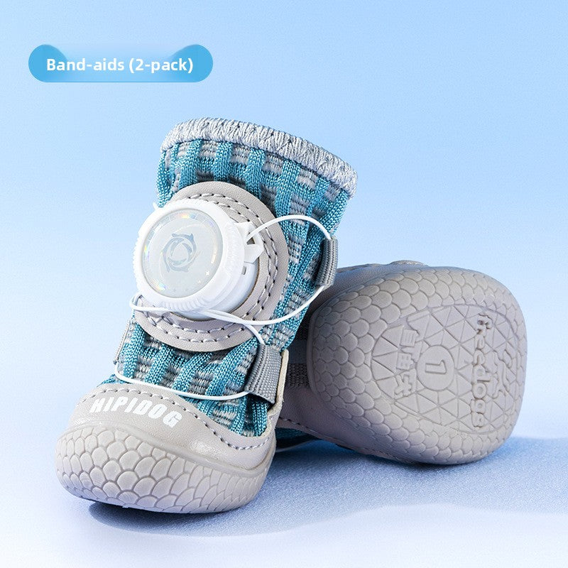 Breathable mesh dog shoes with anti-slip sole in Rock Yellow Pair, close-up detail