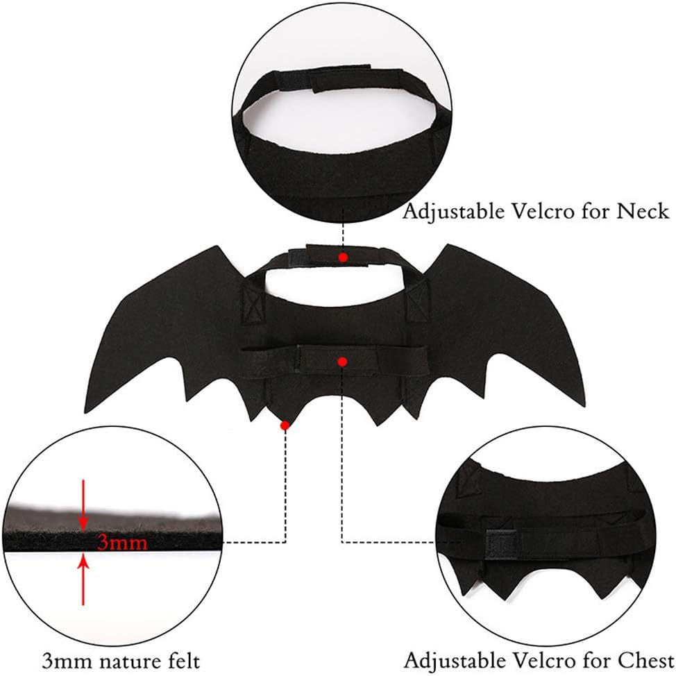 Black felt bat wing Halloween costume for cats and dogs, image 4