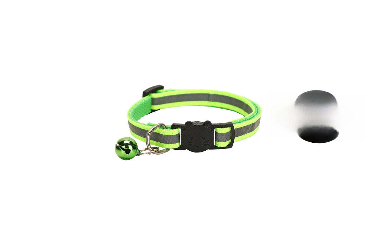 Reflective breakaway cat collar with silicone AirTag holder sleeve and bell, view 26