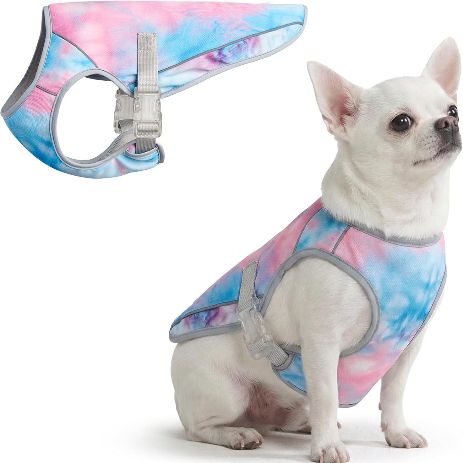 Lightweight tie-dye summer dog vest in polyester, product image 1